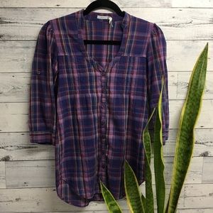 🍁 Kimchi Blue purple/red plaid shirt